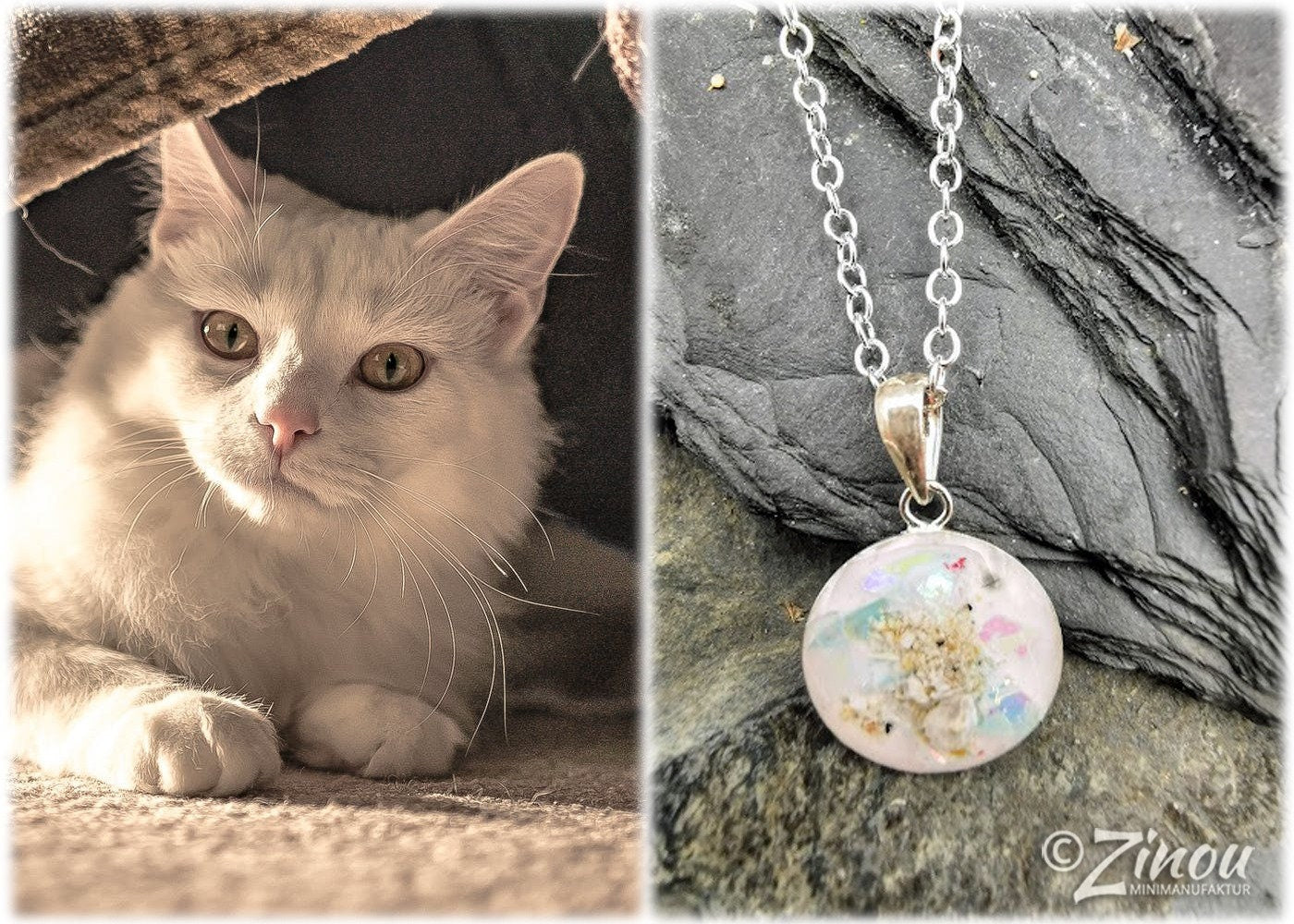 Pendentif Dana avec chaîne 12mm remplie de cendres, animal de compagnie, chien, souvenir, mémoire, chat, crémation, crémation, fourrure, cheveux,