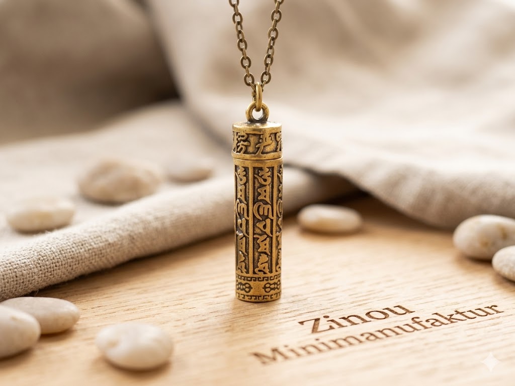 Anhänger Mantra groß für Aufbewahrung für Asche oder Tabletten – Zinou Minimanufaktur