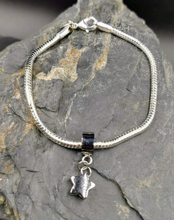 Urne funéraire en forme d'étoile sur bracelet en argent sterling ou cordon végétalien, pour chien, chat, animal de compagnie, mémorial