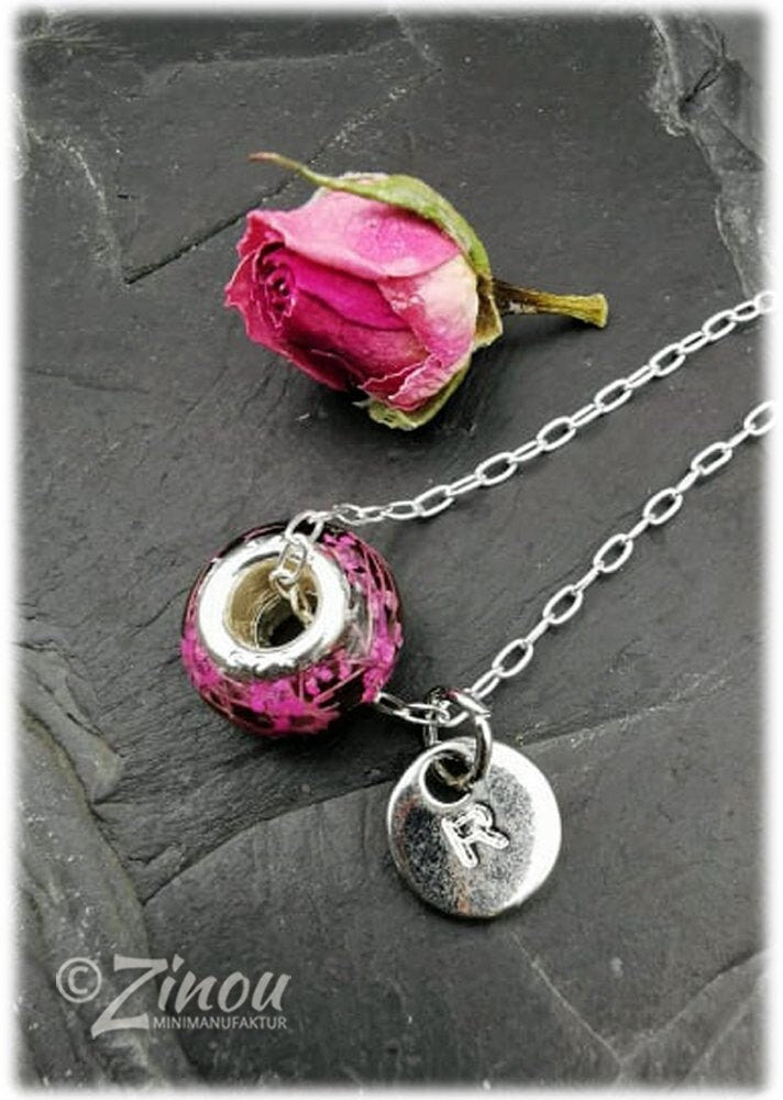 Anhänger Fleur 12mm Perle mit Kette Sterling Silber