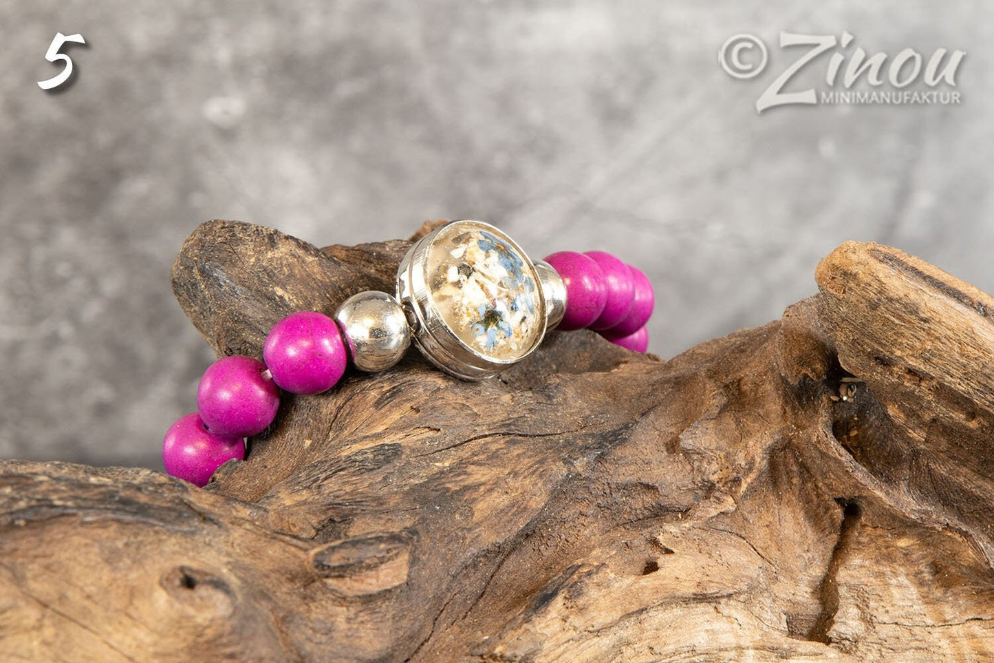 Perlenarmband mit Drucknopf Tierhaarschmuck, Hund, Katze, Haustier, Erinnerung, Andenken, Memorial, Chunk, Noosa, Druckknopf