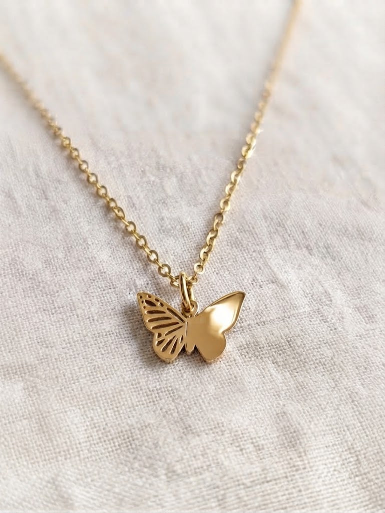 Schmetterlingskette aus Edelstahl, goldfarben