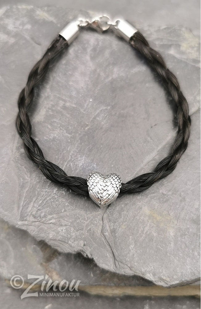 Pferdehaararmband mit Flügelperle