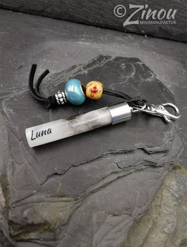 Pendentif tube avec fourrure, dents, cendres, cheveux, boucle de bébé, cordon ombilical, peau de serpent, porte-clés de crémation, bijoux en poils d'animaux,