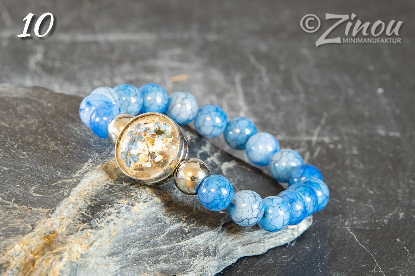 Perlenarmband mit Drucknopf Tierhaarschmuck, Hund, Katze, Haustier, Erinnerung, Andenken, Memorial, Chunk, Noosa, Druckknopf