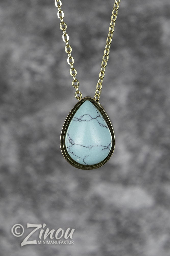 Pendentif urne en pierre semi-précieuse en forme de larme, bijou urne, chaîne