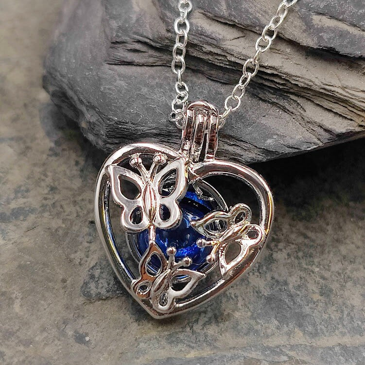 Angel Caller Sterling Silver Butterfly with Glass Bead for Self-Filling, Urn Jewelry
