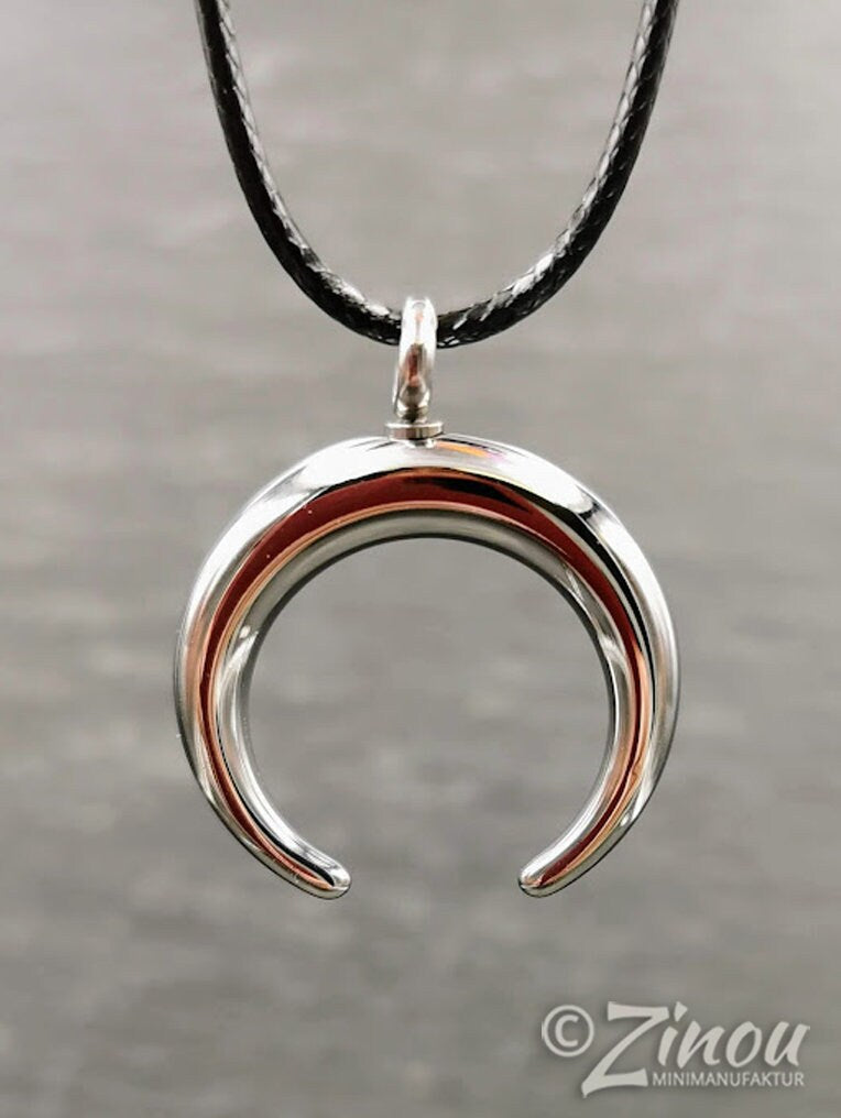 Bijou commémoratif croissant de lune, collier, pendentif, avec urne à remplir soi-même, bijoux en poils d'animaux, cendres, crémation, fourrure, animal de compagnie, funérailles