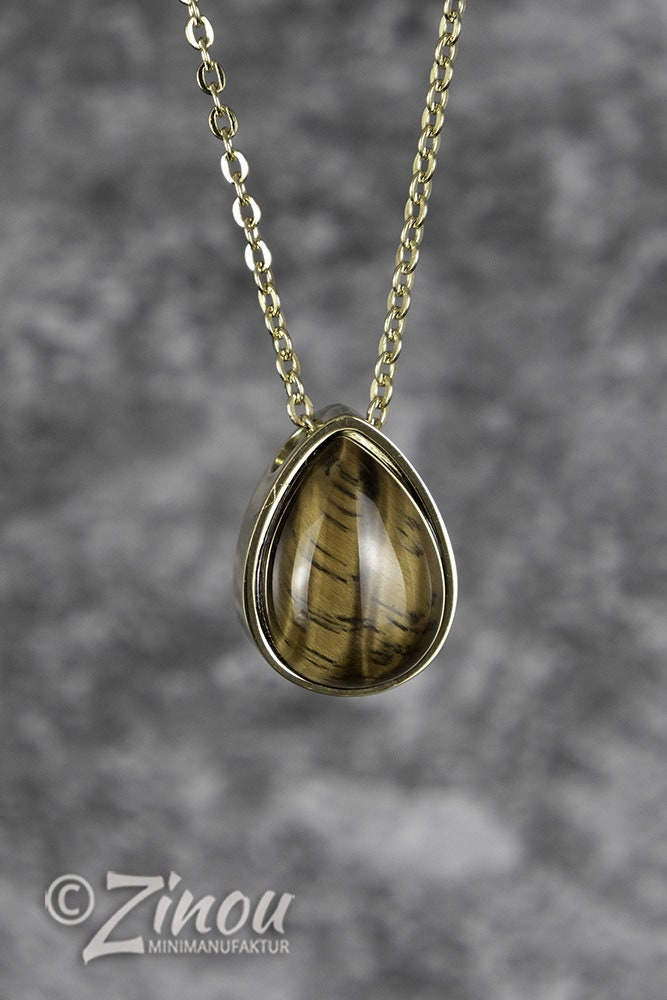 Pendentif urne en pierre semi-précieuse en forme de larme, bijou urne, chaîne