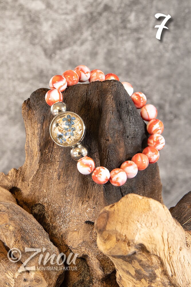 Perlenarmband mit Drucknopf Tierhaarschmuck, Hund, Katze, Haustier, Erinnerung, Andenken, Memorial, Chunk, Noosa, Druckknopf