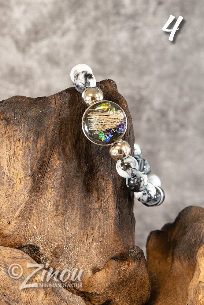 Perlenarmband mit Drucknopf Tierhaarschmuck, Hund, Katze, Haustier, Erinnerung, Andenken, Memorial, Chunk, Noosa, Druckknopf