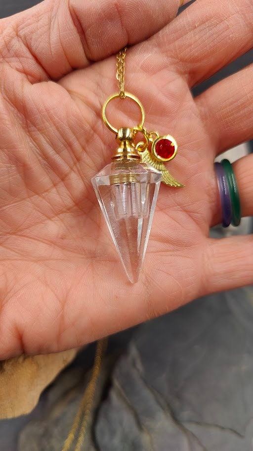 Pendulum, urn, rock crystal pendant, mini urn, cremation, keepsake, mourning jewelry, ashes, cremation