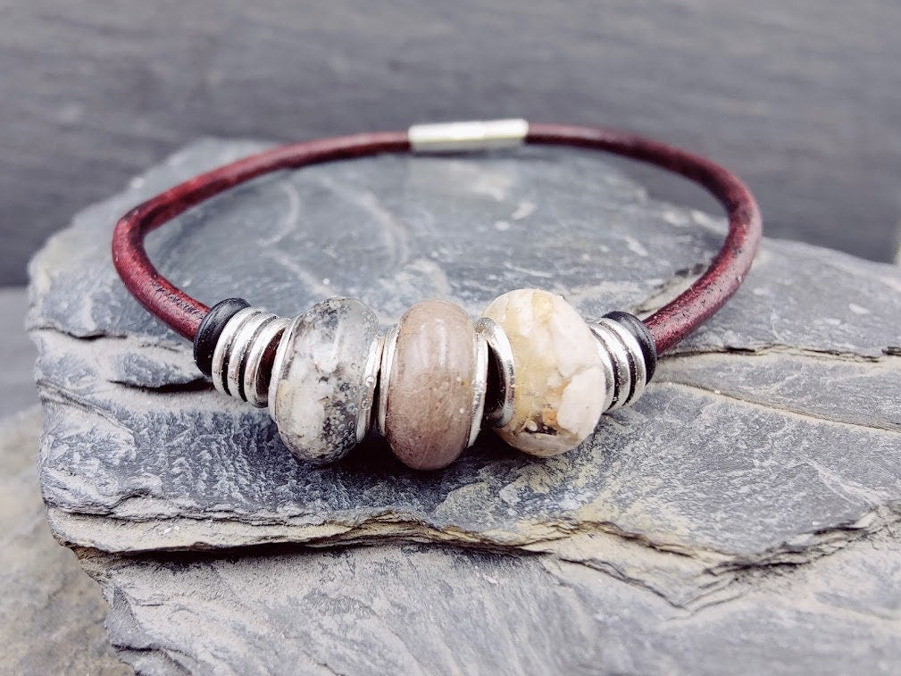 Glattleder-Armband Minifellperlen