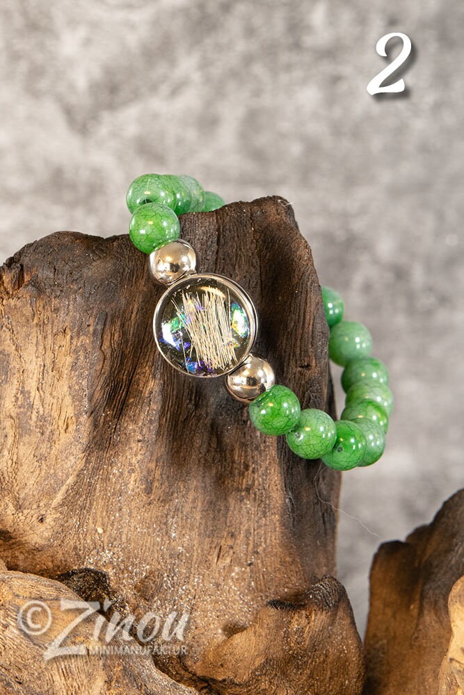 Perlenarmband mit Drucknopf Tierhaarschmuck, Hund, Katze, Haustier, Erinnerung, Andenken, Memorial, Chunk, Noosa, Druckknopf