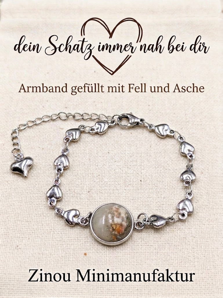 dein Schatz immer nah bei dir Armband gefüllt mit Fell und Asche Zinou Minimanufaktur