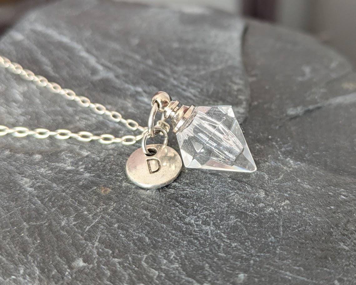 Mini urn, crystal, pendant to fill yourself, DIY, ashes, rice, keepsake, pet hair jewelry