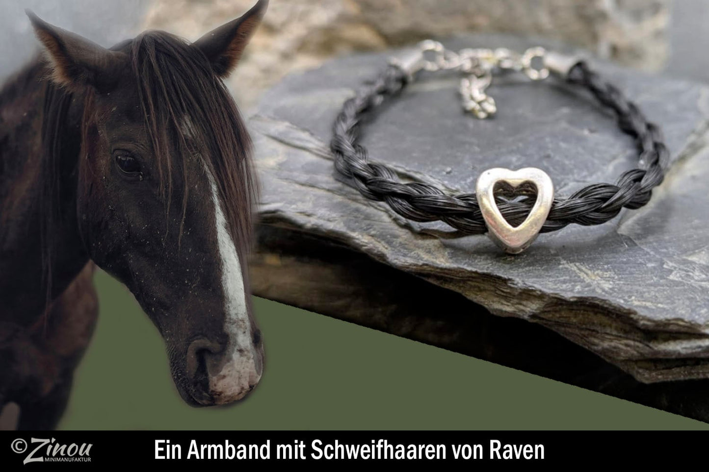 Bracelet en crin de cheval avec cœur, bijoux en poils d'animaux, crin de cheval, queue, bracelet, mémoire, poney