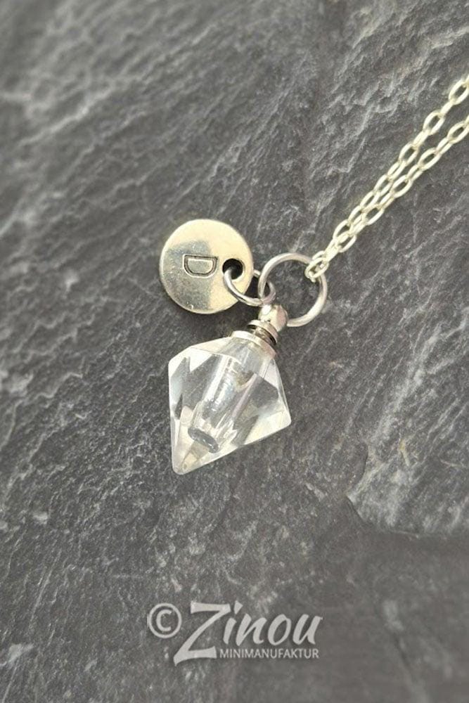 Mini urn, crystal, pendant to fill yourself, DIY, ashes, rice, keepsake, pet hair jewelry