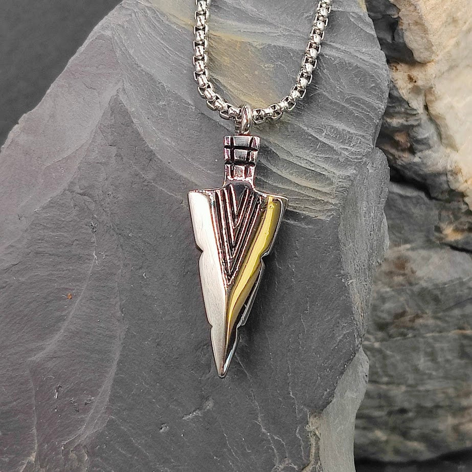 Mini Urne Edelstahl Pfeilspitze Silber mit Kette