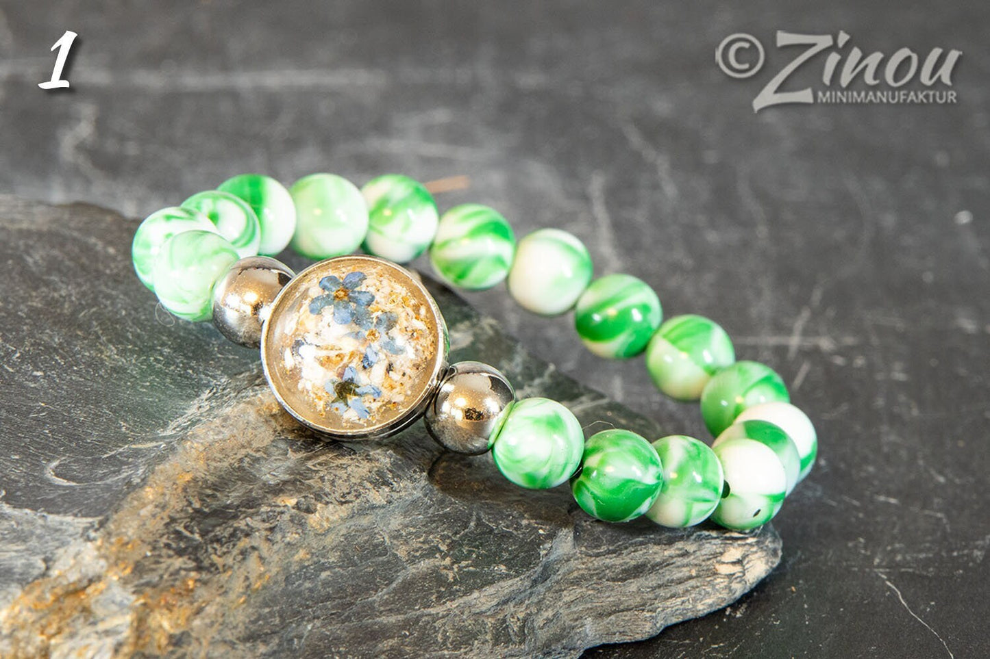 Perlenarmband mit Drucknopf Tierhaarschmuck, Hund, Katze, Haustier, Erinnerung, Andenken, Memorial, Chunk, Noosa, Druckknopf