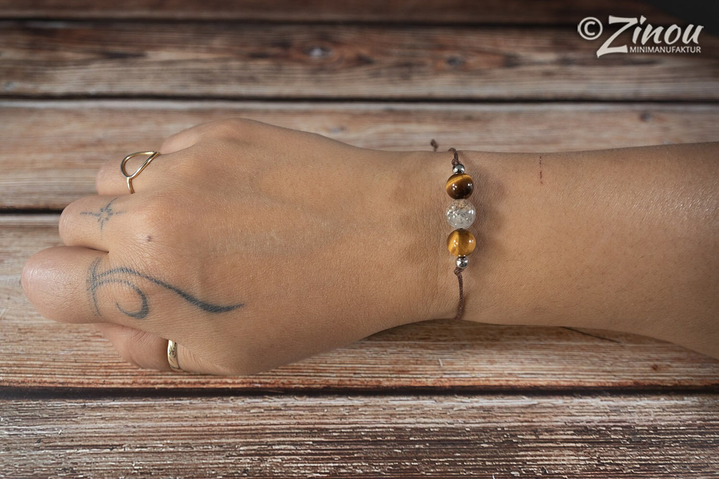 Armband Feder mit Halbedelsteinen
