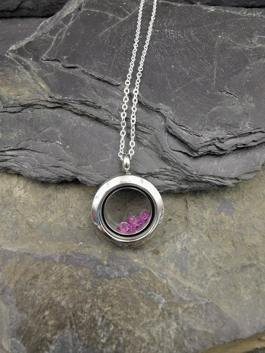 Amulett mit Drehverschluss, Medaillon, mit 3 Floating Charms