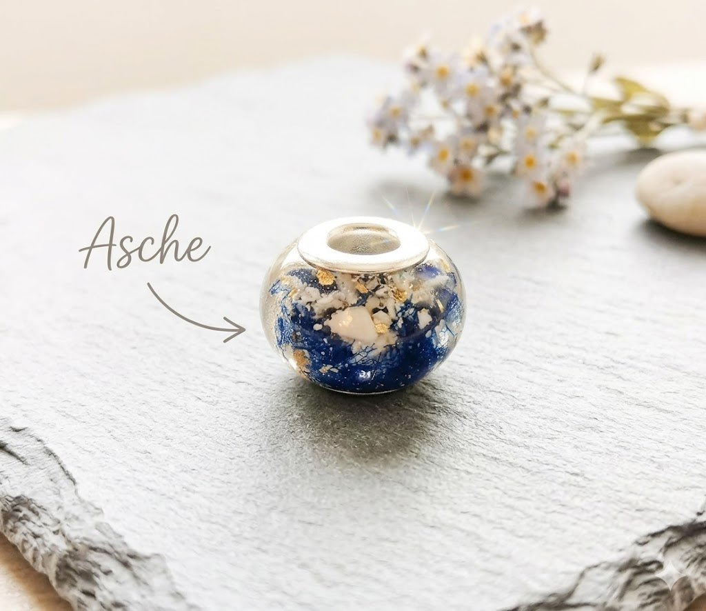 Perle für dein Pandora Armband  gefüllt mit Asche vom eigenen Liebling 
