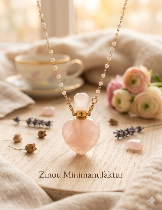 Herz-Urne aus Rosenquarz