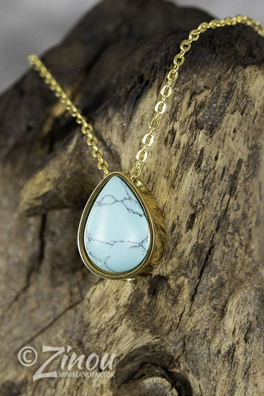 Pendentif urne en pierre semi-précieuse en forme de larme, bijou urne, chaîne