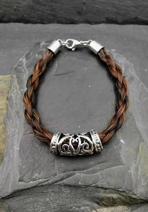 Pferdehaararmband mit Dreadperle