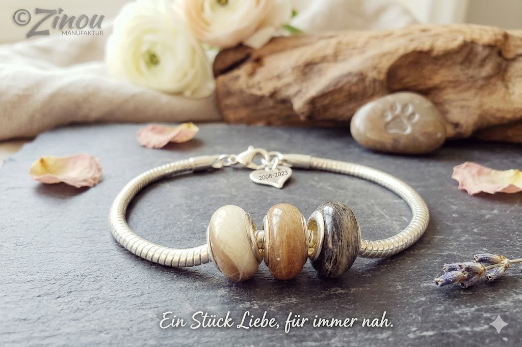 Sterling Silber Armband mit Perlen gefüllt mit Fell von deinen eigenen Schätzen