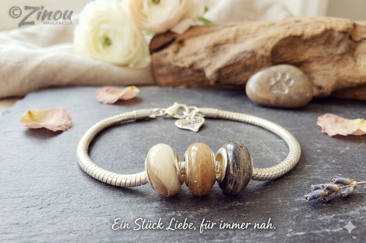 Sterling Silber Armband mit Perlen gefüllt mit Fell von deinen eigenen Schätzen