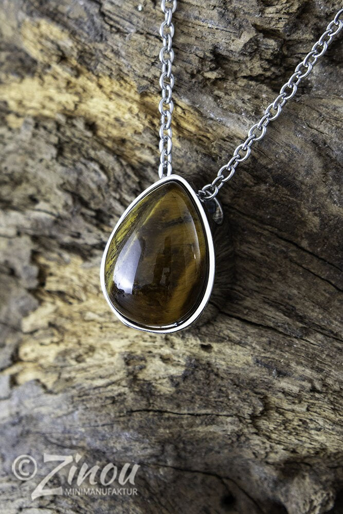 Pendentif urne en argent en forme de larme, pierre semi-précieuse, bijou urne