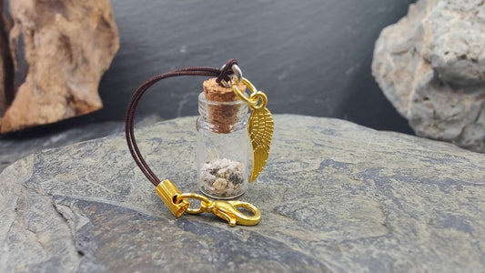 Phiole, Fläschchen Gold mit Flügelcharm zum selber füllen