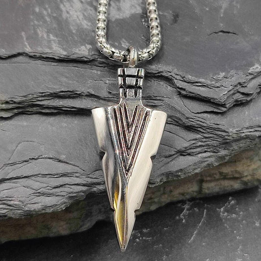 Mini Urne Edelstahl Pfeilspitze Silber mit Kette