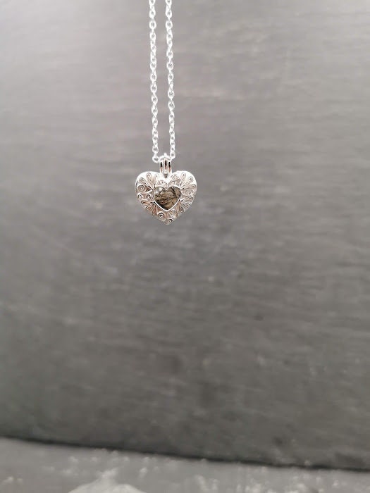 Angel Caller Heart, pendant sterling silver with fur-filled pearl from your own pet