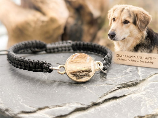 Makramee Armband Tierhaarschmuck, mit Fell vom eigenen Haustier