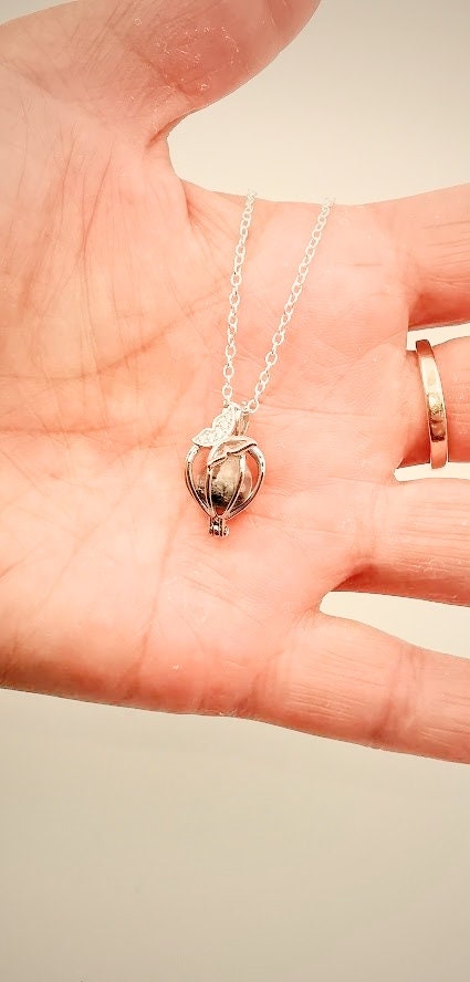 Sterling Silber Engelrufer Käfig mit Schmetterling mit Kugel gefüllt mit Fell oder Asche vom eigenen Haustier