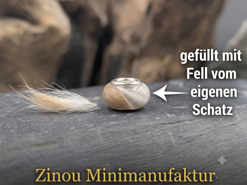 Perle gefüllt mit Fell von der eigenen Katze. Tierhaarschmuck, Perle für dein Pandora Armband
