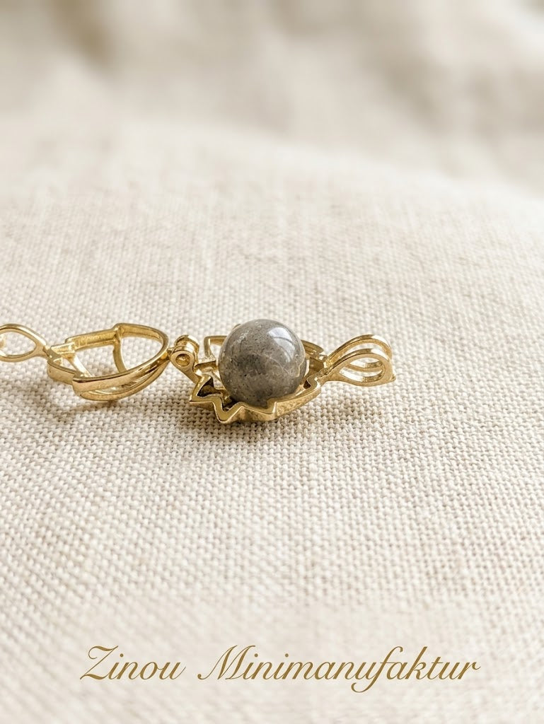 Lotus Anhänger für Asche in Sterling Silber Gold  mit Kette und 8mm Perle gefüllt mit Fell oder Asche