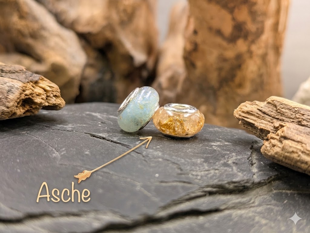Asche/Blütenperle klein Erinnerungsperle 12mm