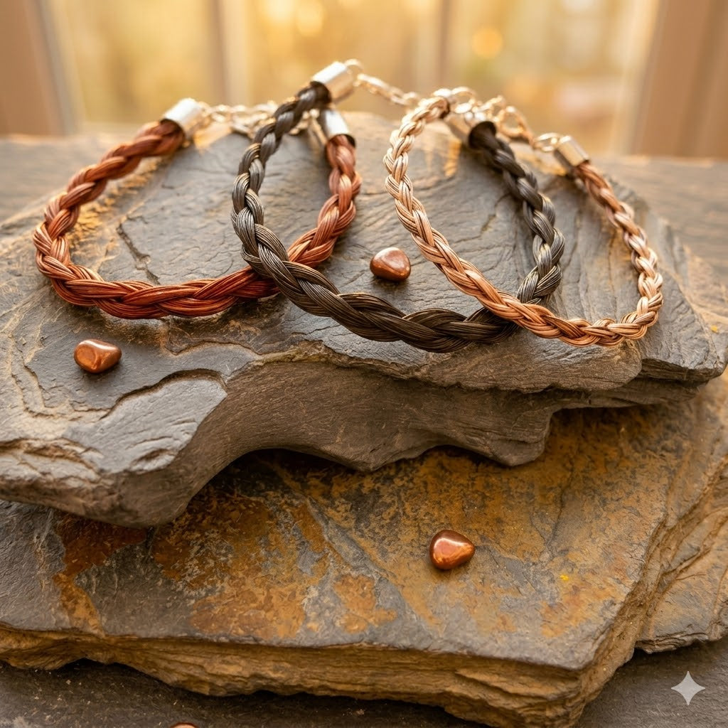Pferdehaarschmuck, Armband aus dem Schweif vom eigenen Pferd, Pony, Kuh oder Esel