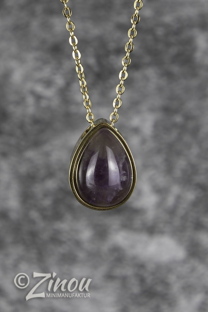 Pendentif urne en pierre semi-précieuse en forme de larme, bijou urne, chaîne