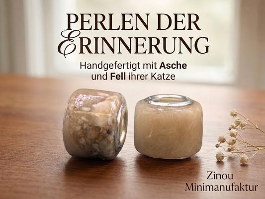 Handgefertigte eckige Perle gefüllt mit Fell und Asche von einer roten Katze passend für ein Pandora Armband. Perlen der Erinnerung