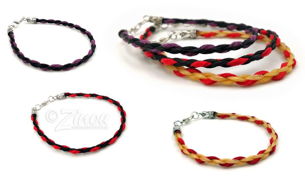 Pferdehaararmband mit buntem Seidenfaden