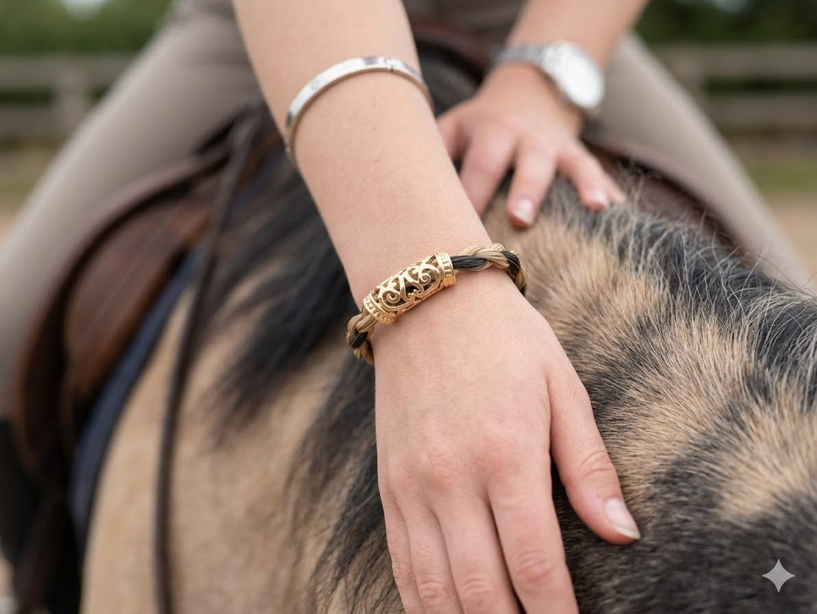 Pferdehaararmband mit goldener Dreadperle