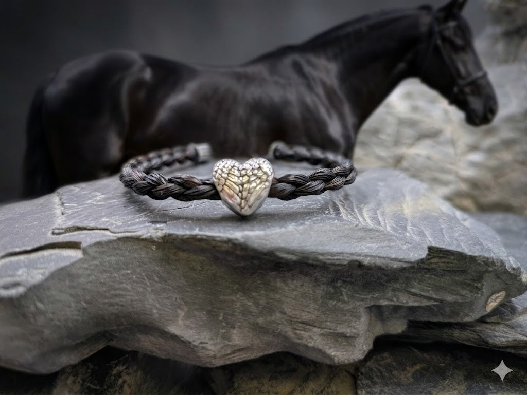 Horsehair bracelet with wing pearl, animal hair jewelry, horsehair, tail, bracelet, memory, pony, horsehair jewelry